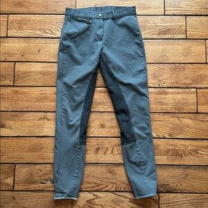 Ovation Womens Sz 28 Rider Breeches Equestrian Riding Pants Dark Gray Knee Patch